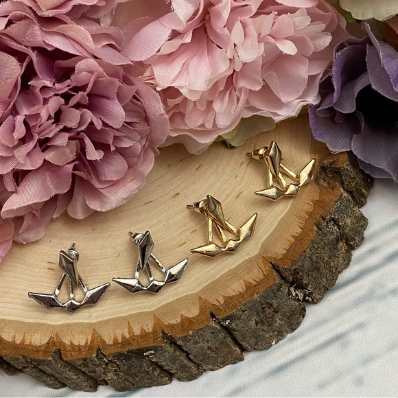 Geometric Punk Double Stud Earrings - Picture 8 of 16